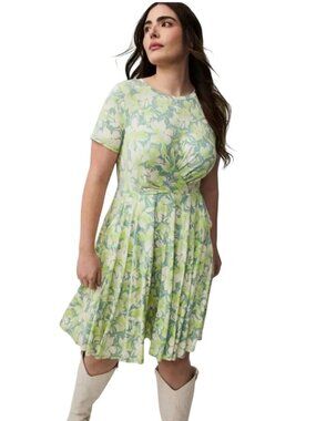 Torrid Skater Mini Dress Baja Floral Green 2X Short Sleeve Super Soft Jersey NWT